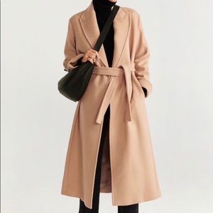 Classic Camel Wool Wrap Coat - size small